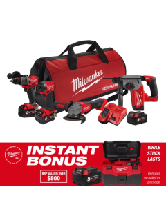 Milwaukee M18 FUEL Power Pack 4pc 4A3BD 18V 5Ah with Bonus
