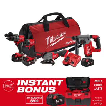 Milwaukee M18 FUEL Power Pack 4pc 4A3BD 18V 5Ah with Bonus